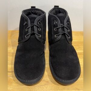 ASPEN HARPER Water Repellent Suede Lace-Up Ankle Booties, BLACK, Size 9.5